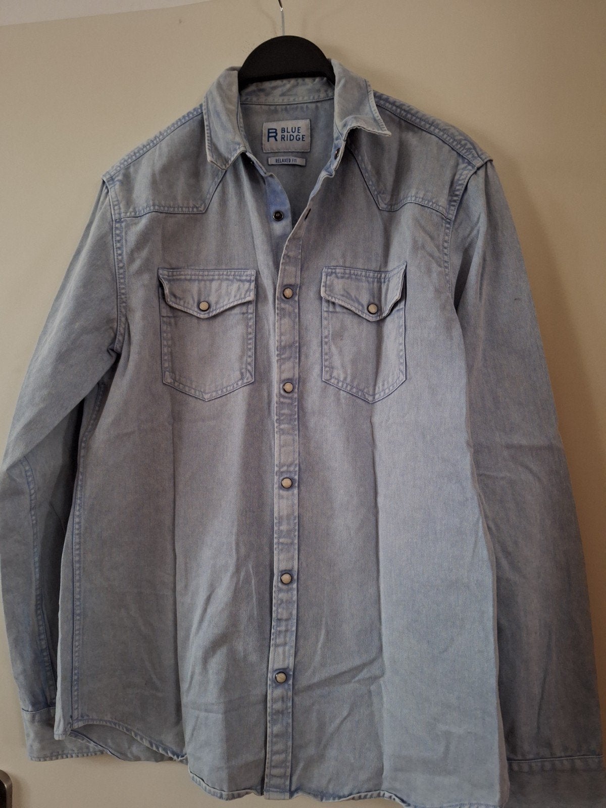 heren overhemd Blue Ridge maat M, Kleding | Heren, Ophalen of Verzenden, Zo goed als nieuw, Blauw