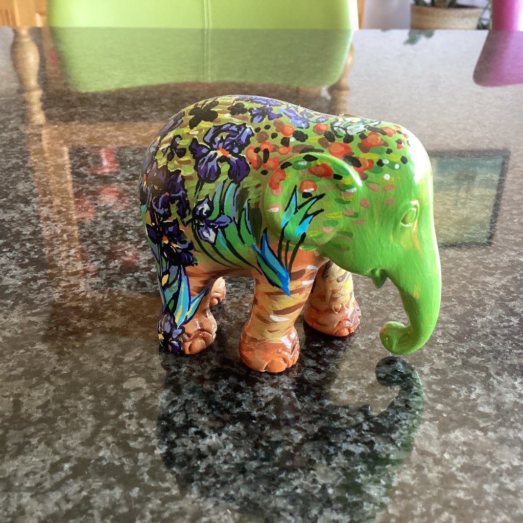 Beeldje, olifant, irissen, van Gogh, Elephant Parade, 2012, Ophalen, Beschilderd, Zoogdier, Beeld