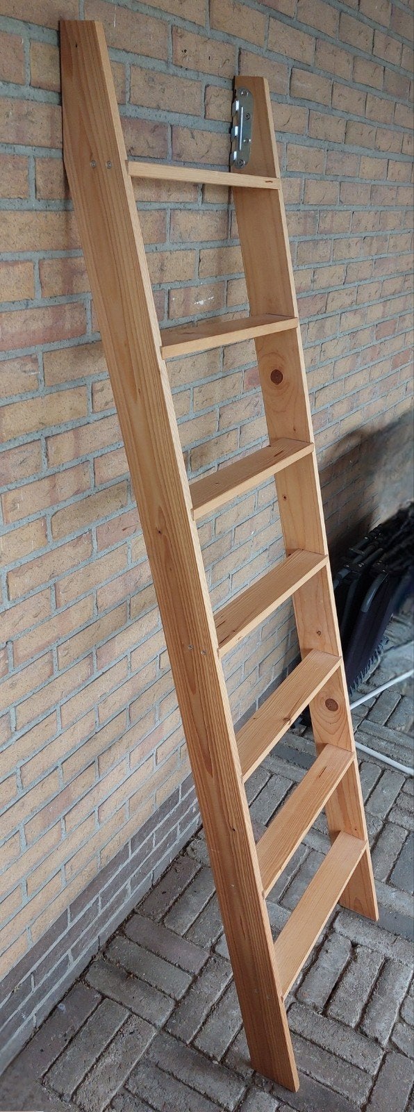 Houten ladder / trappetje. 177 cm, 7 treden, Doe-het-zelf en Verbouw, Ladders en Trappen, Ophalen, Gebruikt, Ladder, Minder dan 2 meter