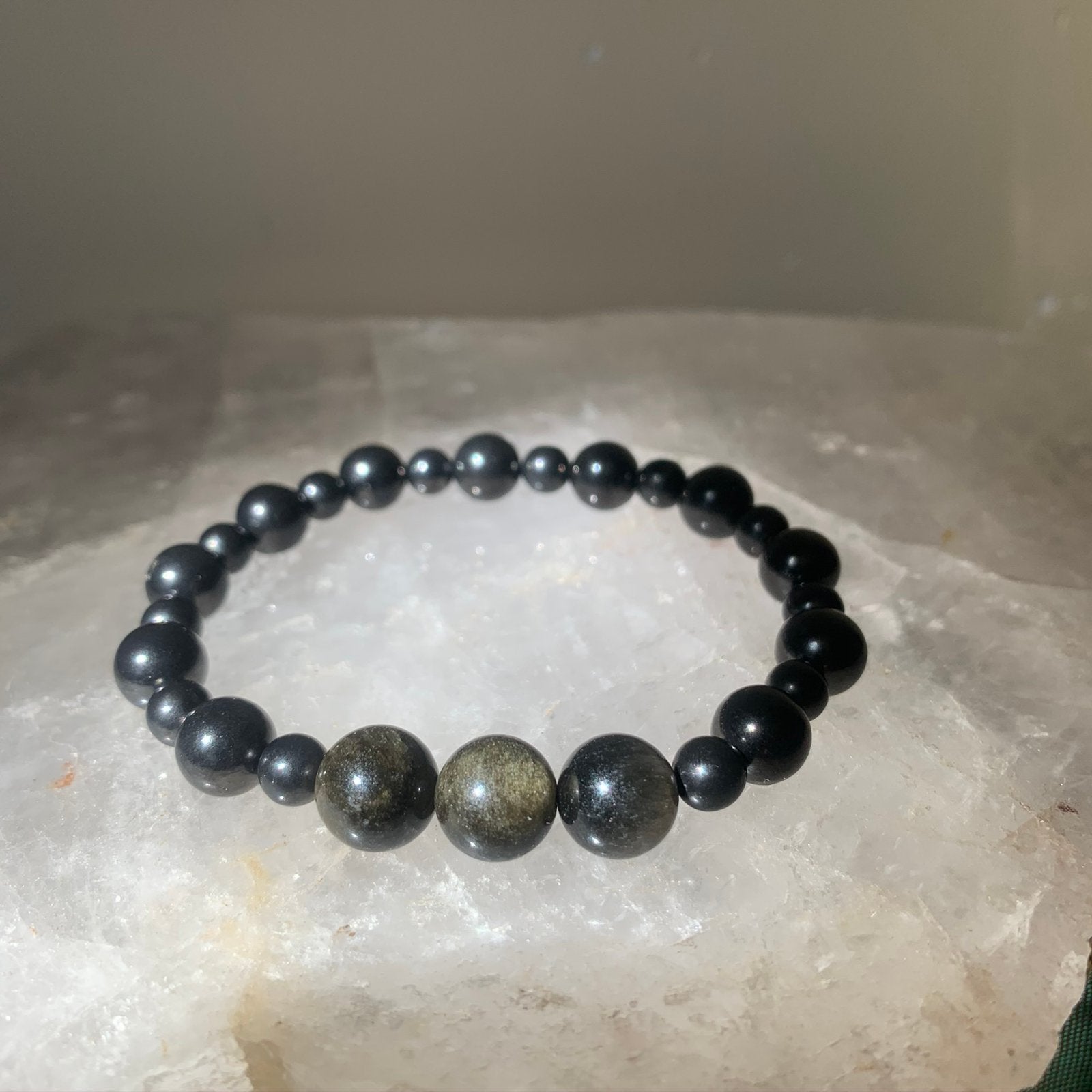 Shungiet shungite zilver beschermt aura straling zuivert, Met bedels of kralen, Zwart, Magnolia11, Nieuw
