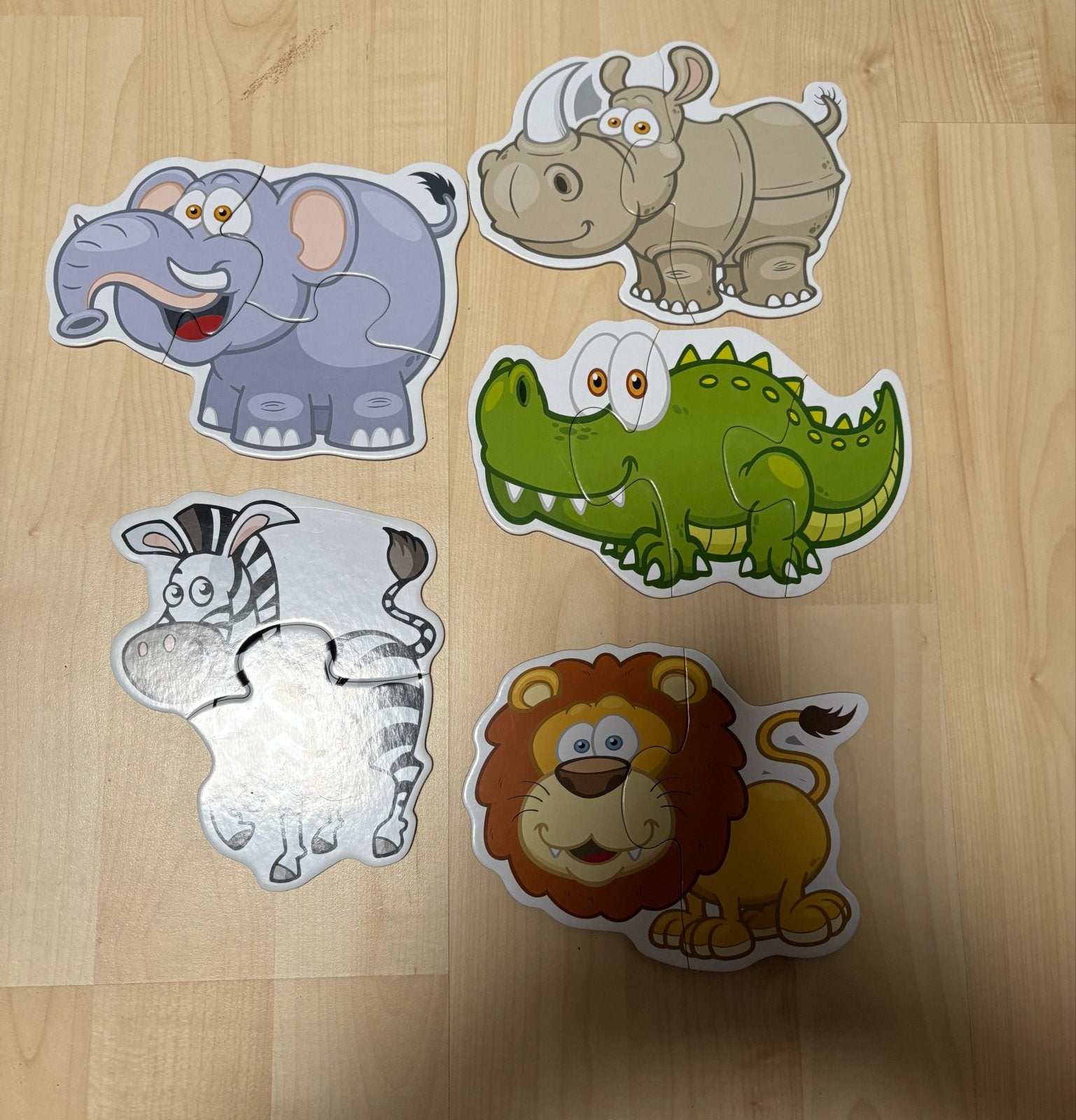 Puzzelset jungledieren voor de kleinste, Ophalen of Verzenden, Minder dan 10 stukjes, Gebruikt, 6 maanden tot 2 jaar