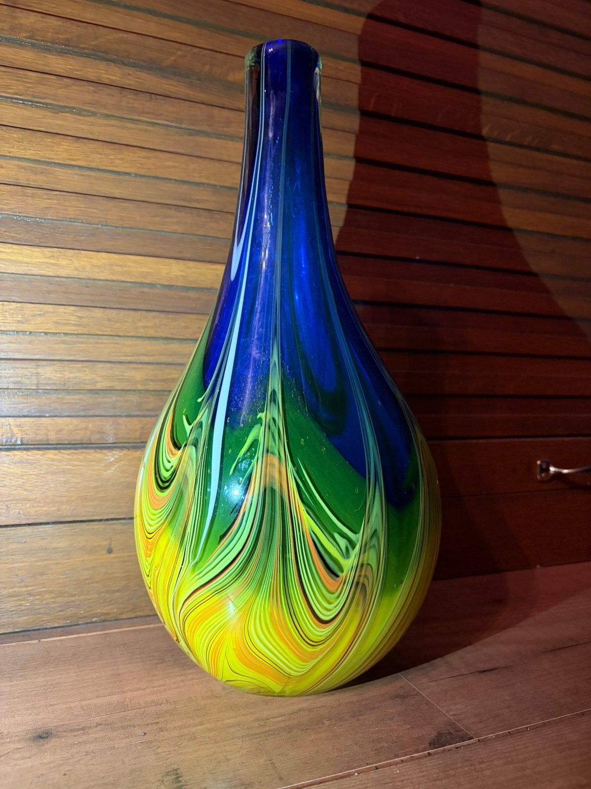 Prachtige kleurrijke glazen vaas (Murano stijl)-Blikvanger!, Vaas, Blauw, 35 cm, Ophalen