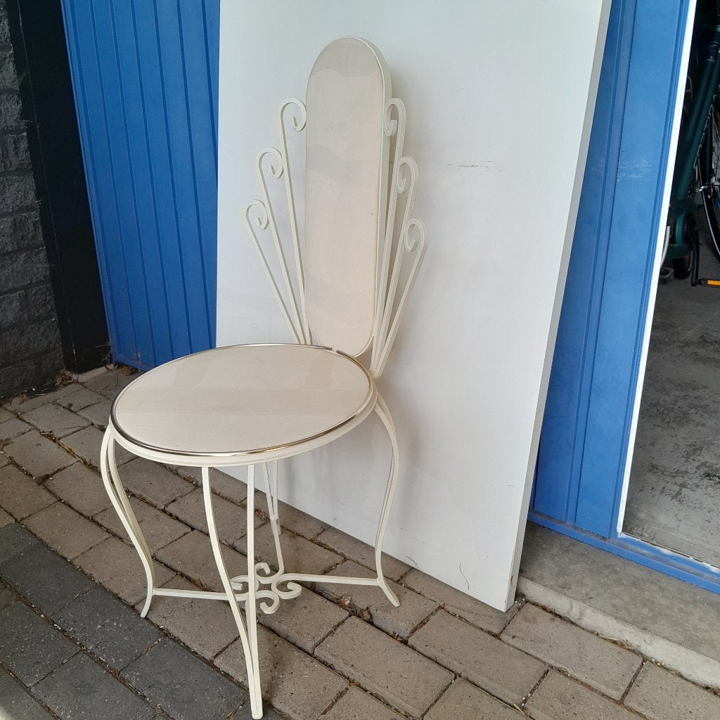 Design kaptafelstoel, Huis en Inrichting, Stoelen, Ophalen, Wit, Zo goed als nieuw, Metaal