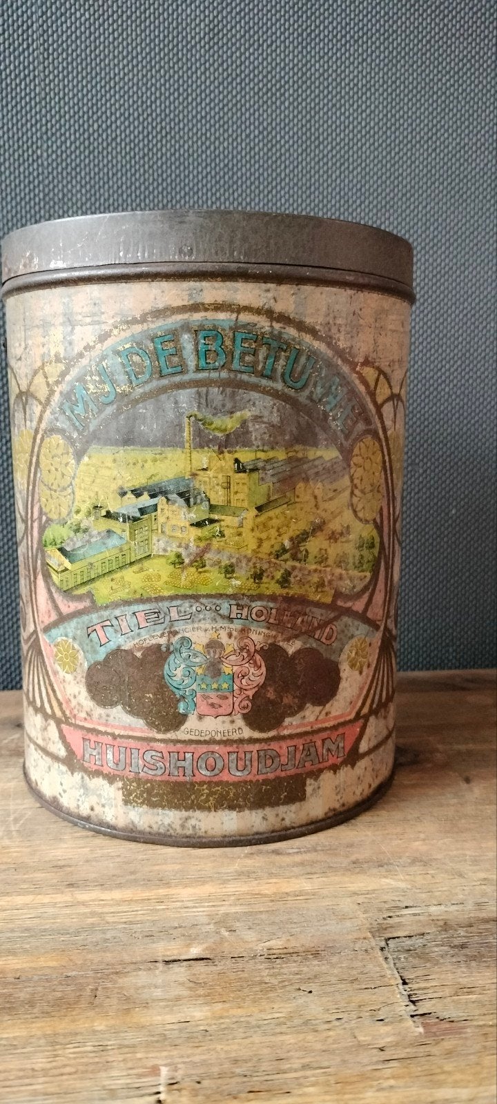 Antieke "De Betuwe" Huishoudjam Blik - Tiel Holland, Ophalen of Verzenden