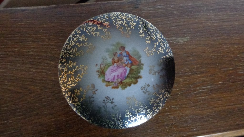 Vintage porseleinen juwelendoosje met pastorale scène, Antiek en Kunst, Ophalen