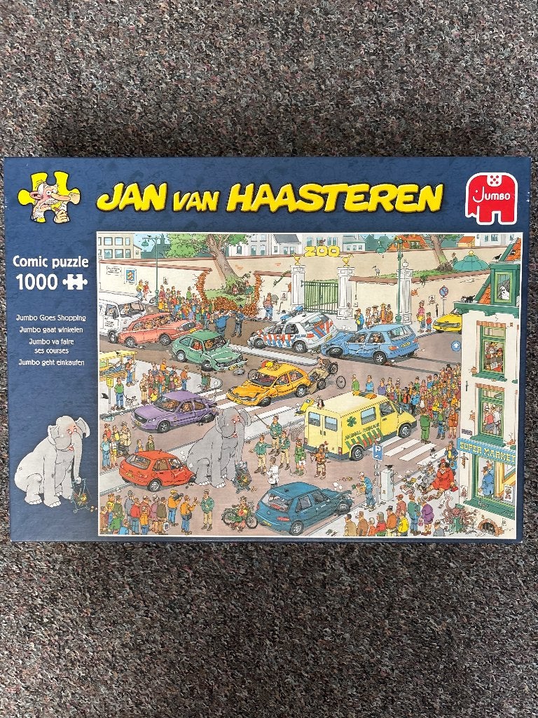 Puzzel van Haasteren Jumbo Goes Shopping, Ophalen of Verzenden, 500 t/m 1500 stukjes, Zo goed als nieuw, Legpuzzel