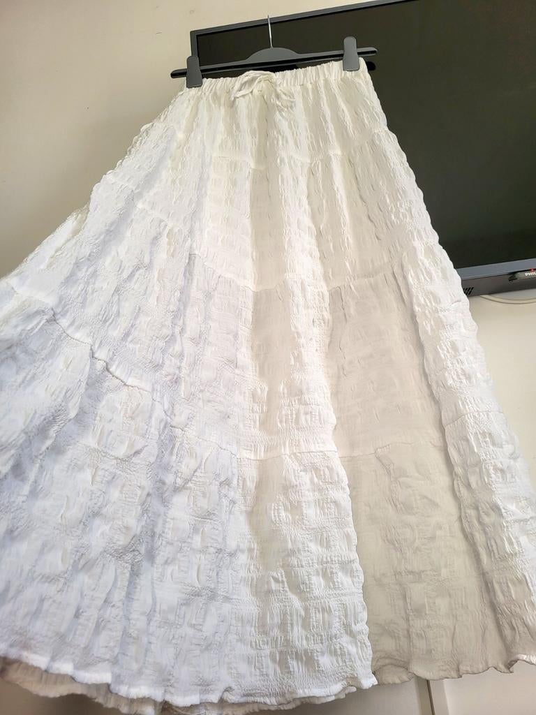 Nieuw witte boho chic maxi rok A-lijn model, Kleding | Dames, Rokken, Wit, Nieuw, Ophalen of Verzenden, Maat 36 (S)