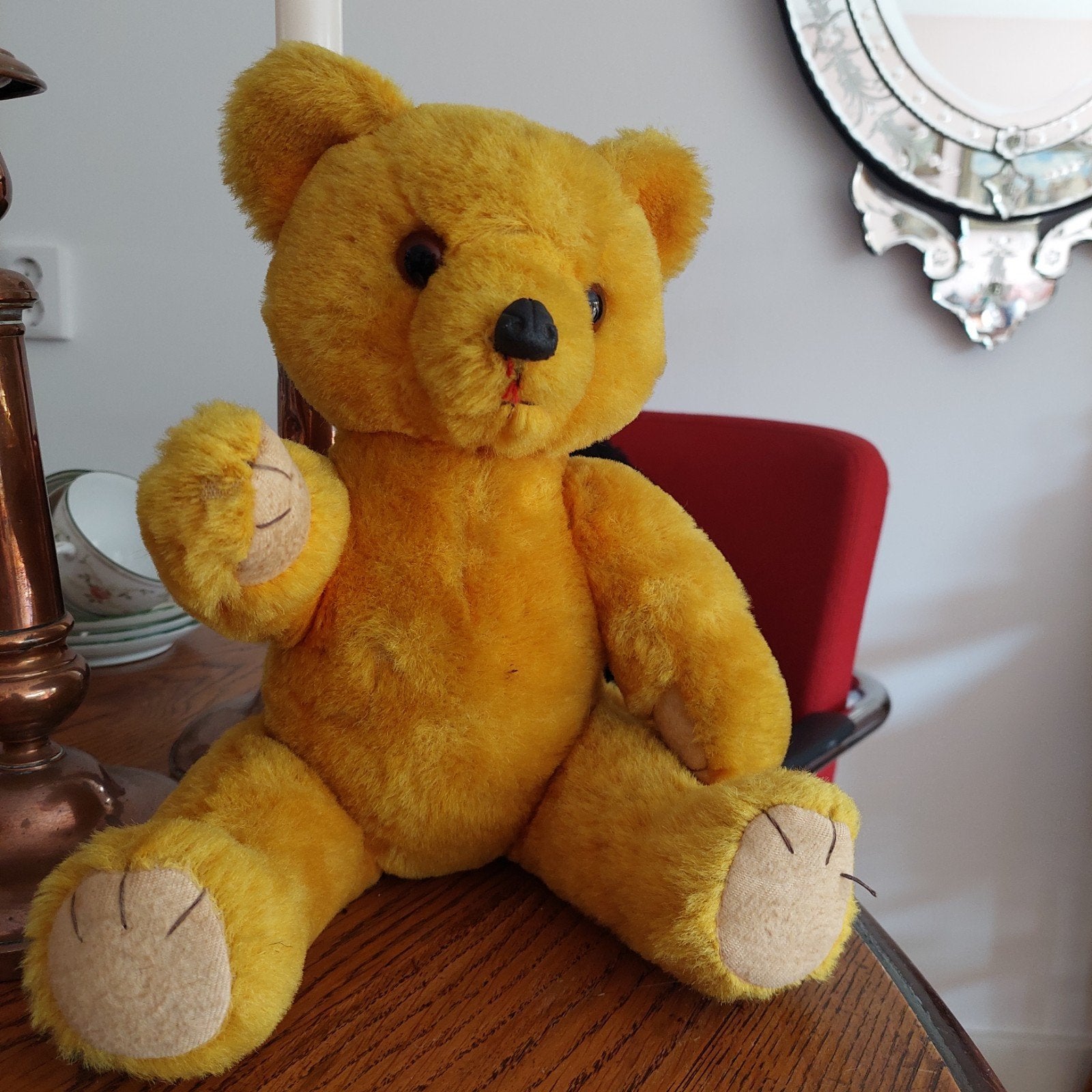 Vintage Gele Teddybeer uit de jaren '70 - Nette staat, Ophalen of Verzenden, Gebruikt