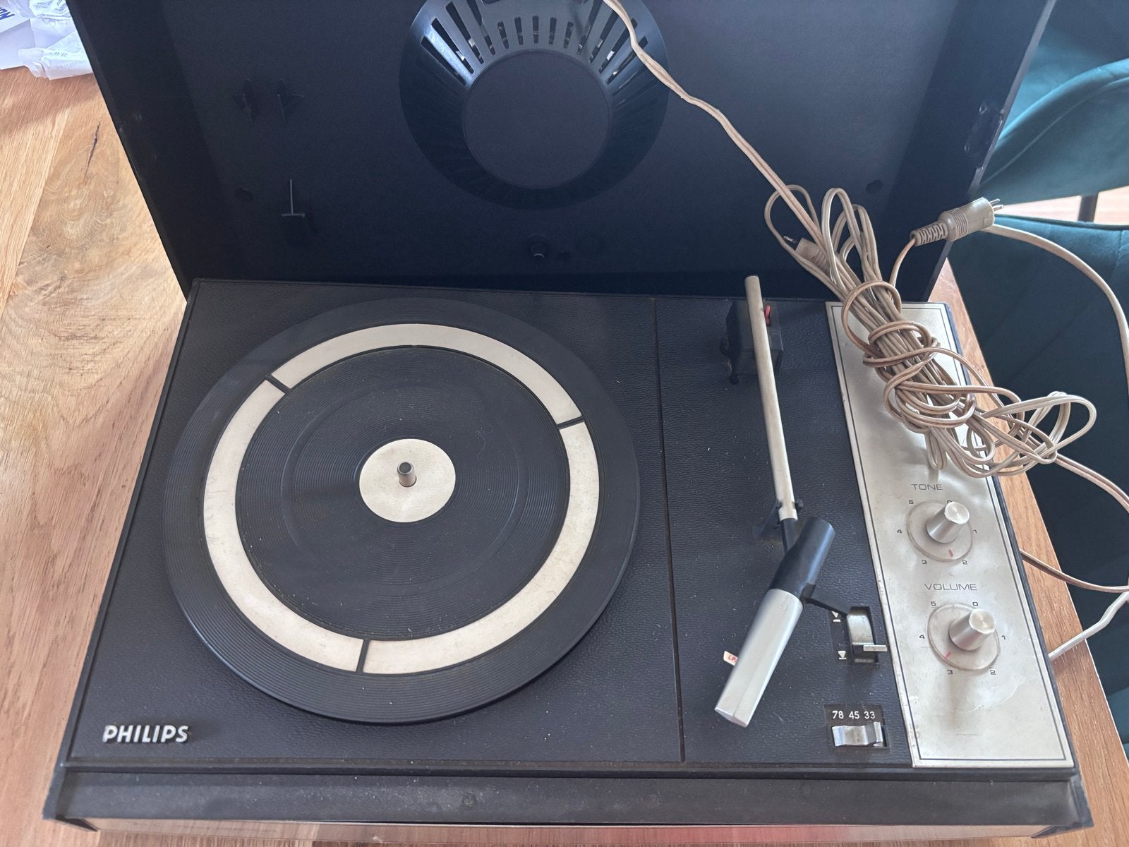 Vintage Philips Platenspeler 504 - Werkt nog!, Ophalen, Gebruikt, Platenspeler, Philips