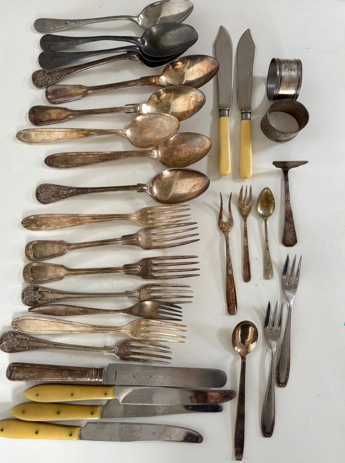 Lot antiek verzilverd bestek, Antiek en Kunst, Antiek | Bestek, Ophalen of Verzenden