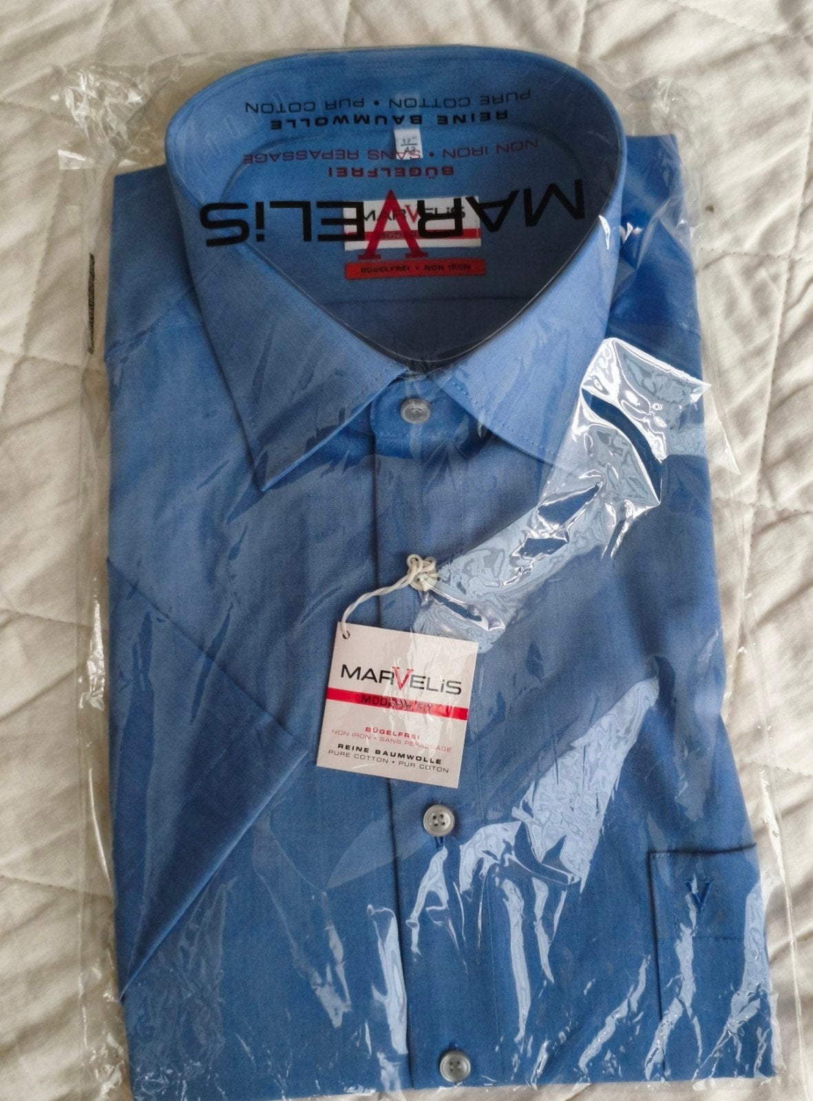 Marvelis nieuw zomeroverhemd maat 43 korte mouw lichtblauw, Kleding | Heren, Marvelis, Blauw, Nieuw, Ophalen of Verzenden