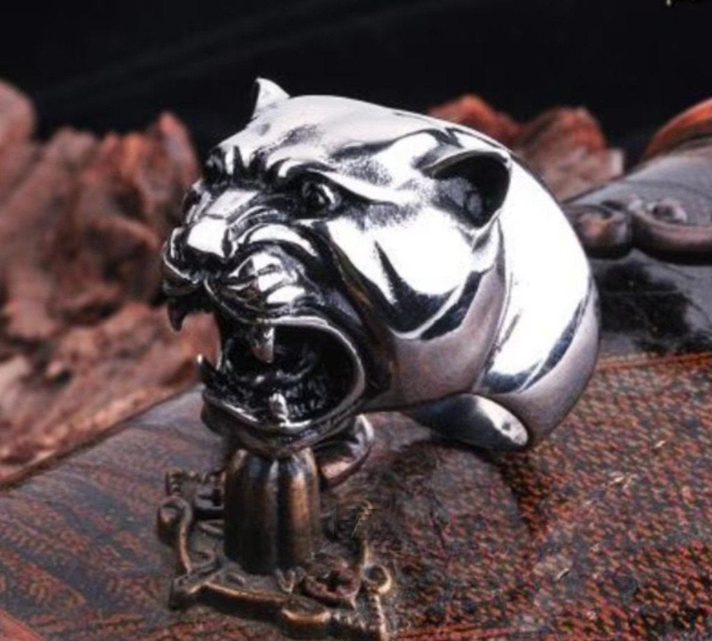 Stoere Big Panter ring met ogen van zwarte saffier, Sieraden, Tassen en Uiterlijk, Ringen, 20 of groter, Heer, Nieuw, Met edelsteen