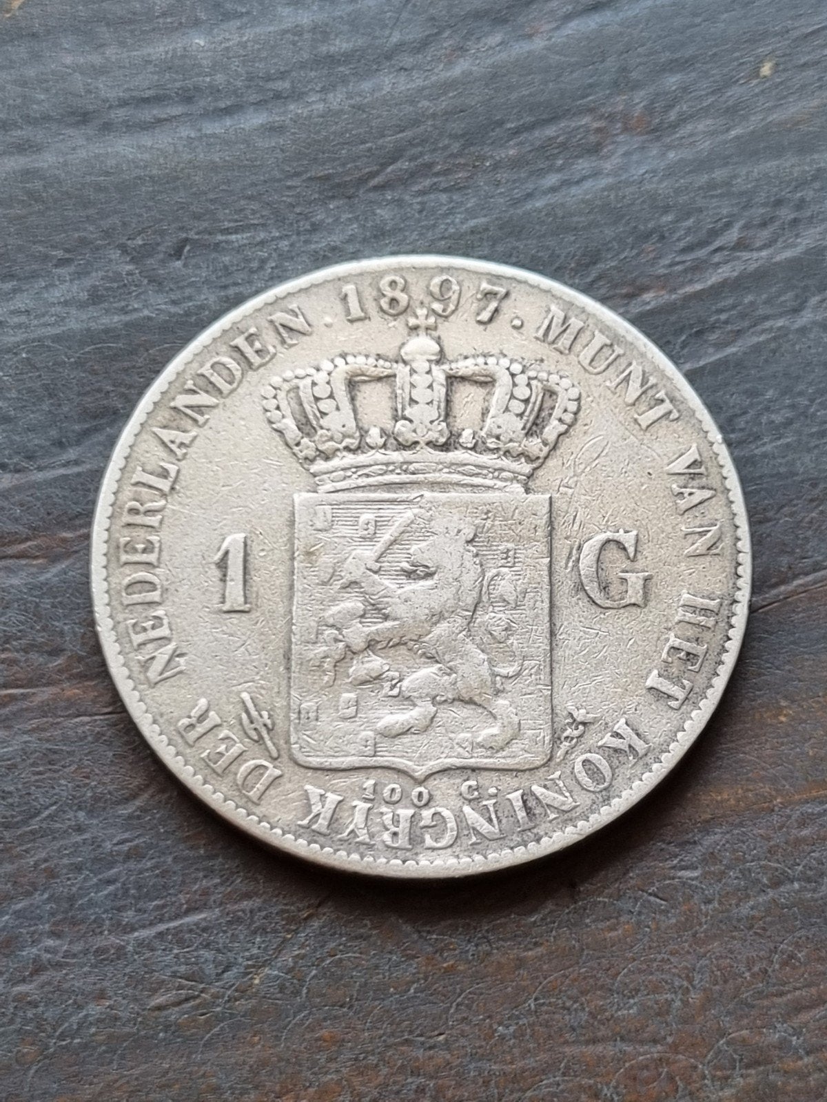 1 gulden 1897 Wilhelmina langhaar, Ophalen of Verzenden, Koningin Wilhelmina, 1 gulden, Zilver