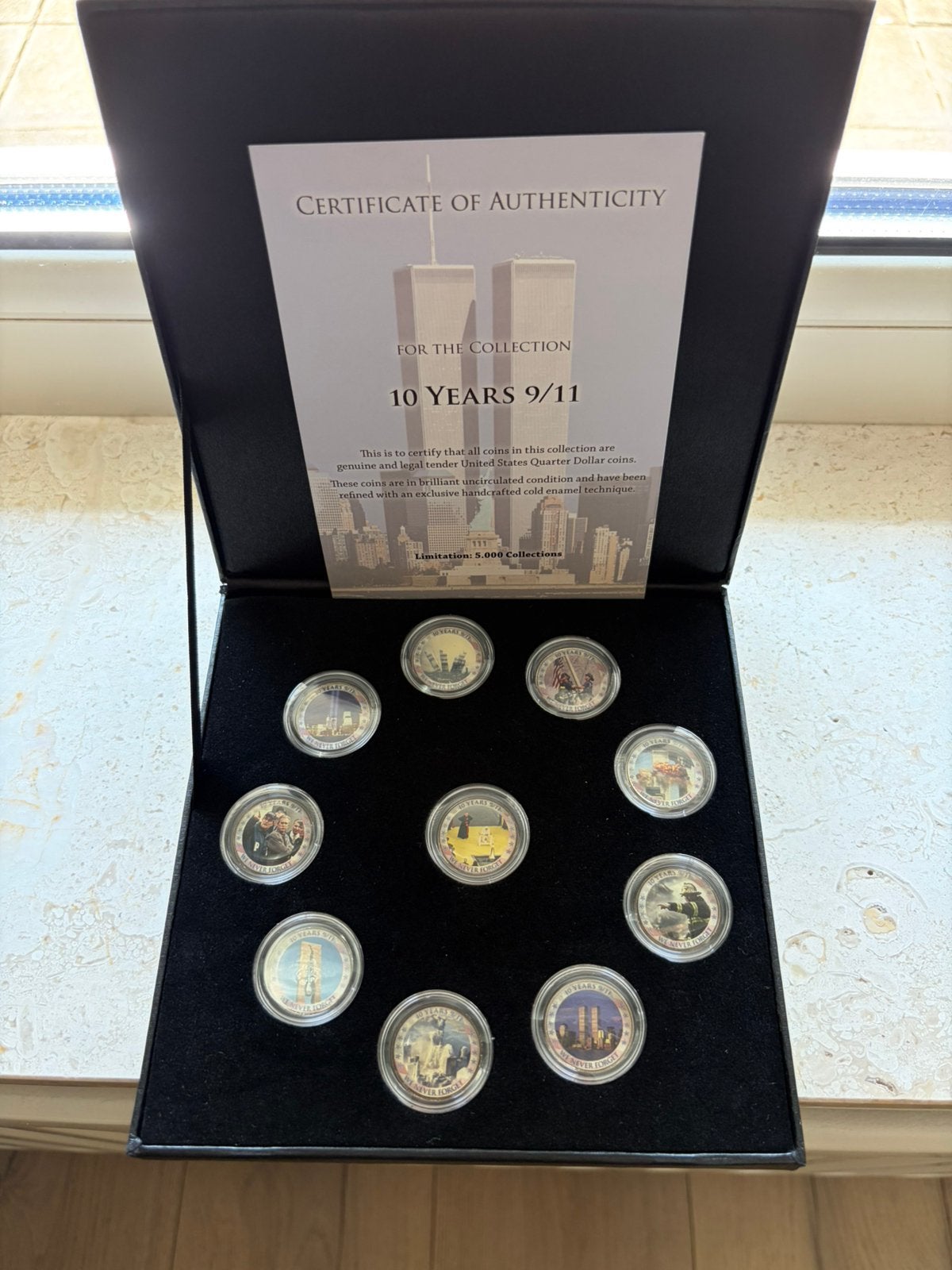 Munten set Amerika 9/11 gekleurde quarters, Postzegels en Munten, Munten | Amerika, Ophalen of Verzenden, Noord-Amerika