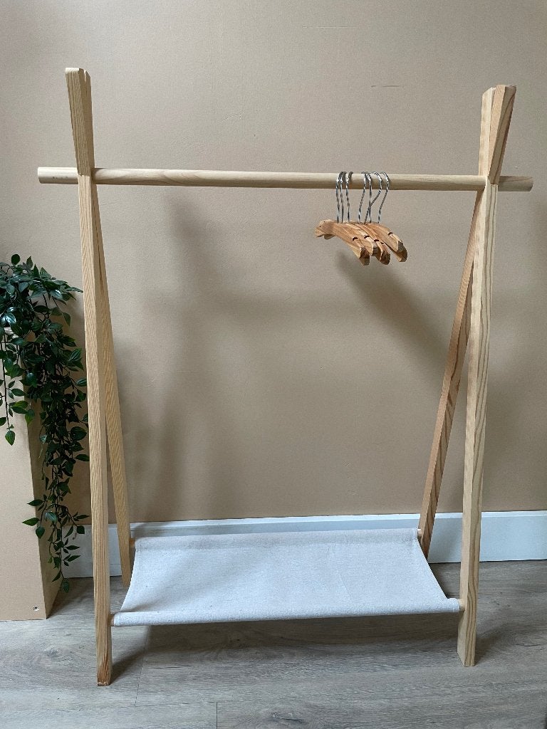 Kinder kledingrek van hout met stoffen opbergvak, Ophalen, Zo goed als nieuw, Overige typen