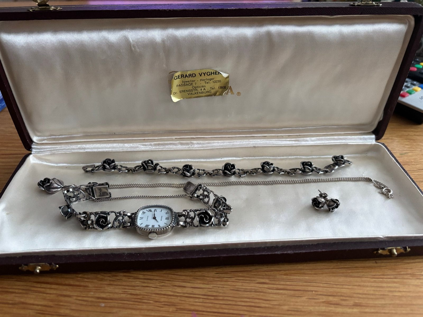 Teka Zilveren Horloge, Armband, Oorbellen en Ketting Set, Overige merken, Gebruikt, Verzenden, Polshorloge