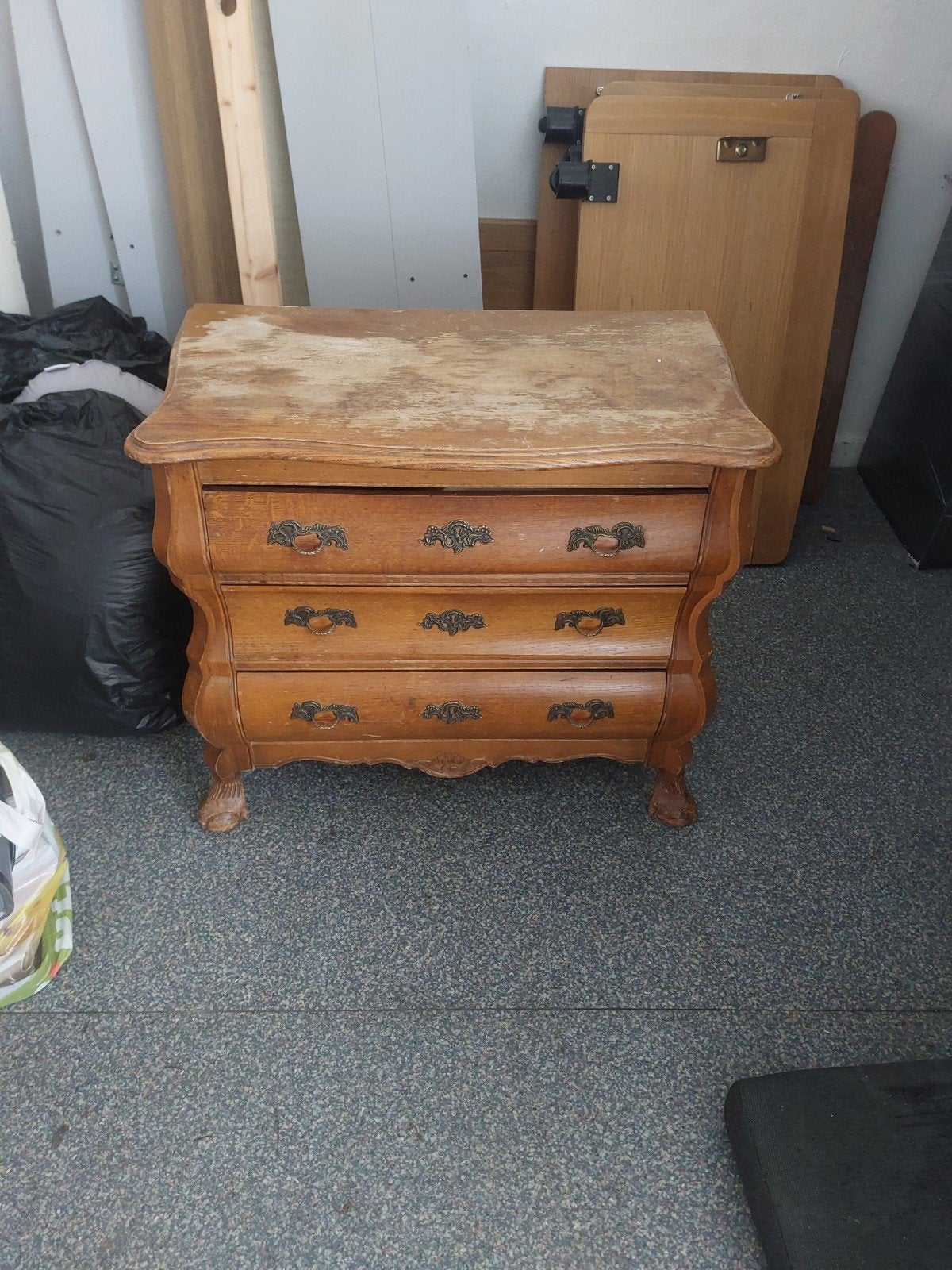 Vintage houten commode met 3 lades, Ophalen