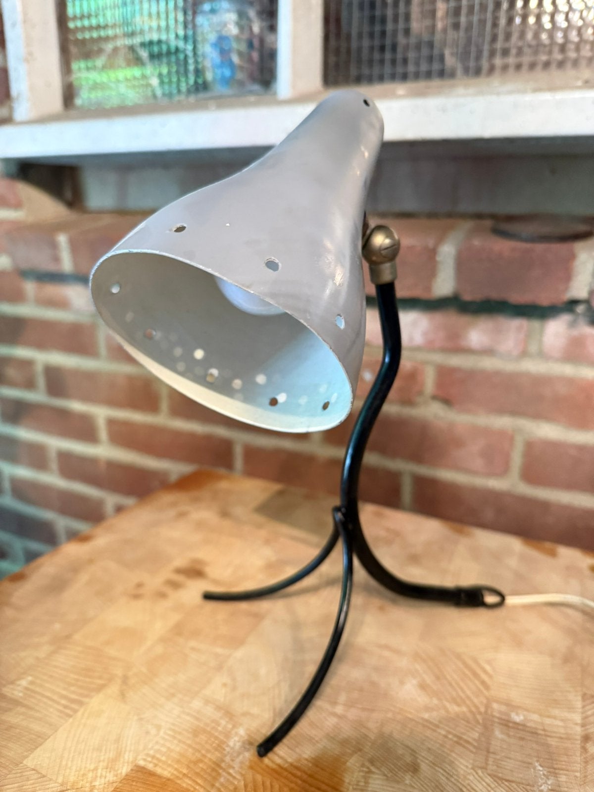 Vintage Tripod lampje, Met schakelaar, Bureaulamp, Art deco, Ophalen of Verzenden