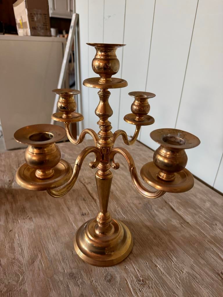 Antieke Messing Kandelaar met Vijf Armen, Ophalen, Koper of Brons