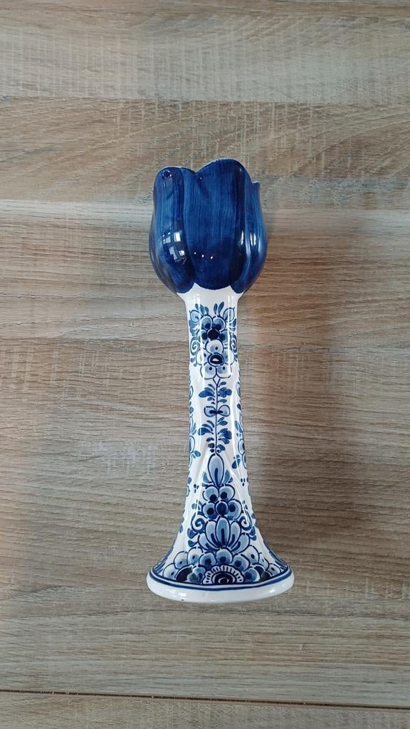 Delfts Blauw Tulpen Vaasje - 26cm hoog, Ophalen of Verzenden