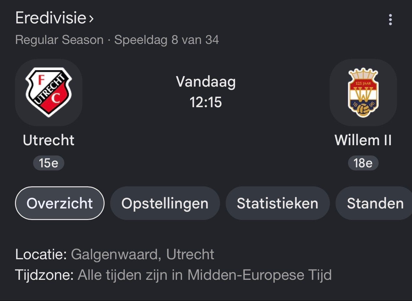 Fc Utrecht Willem 2 Bunnikside, Tickets en Kaartjes, Losse kaart, Eén persoon, Oktober