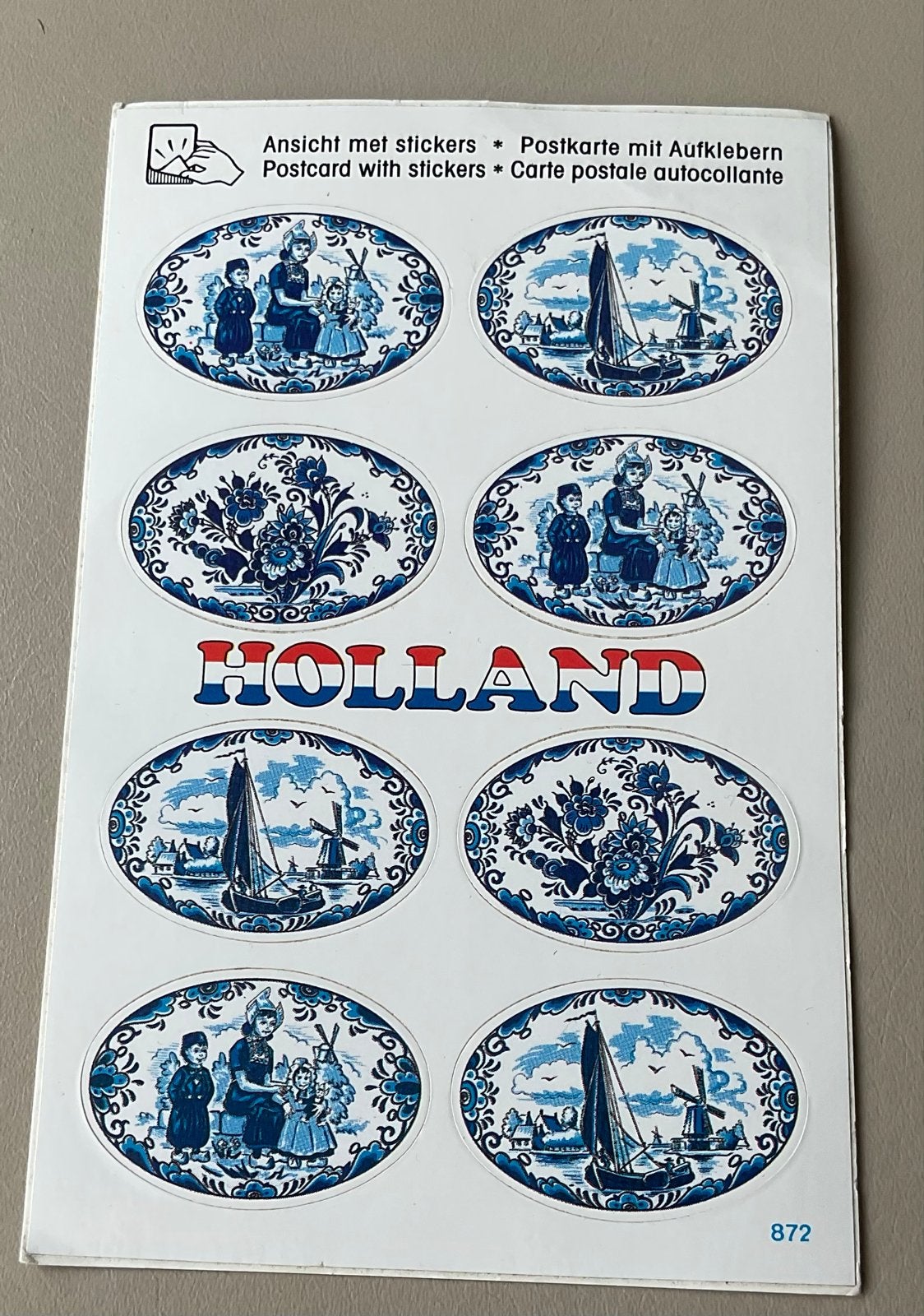 Stickerkaart Holland - Delfts Blauw thema, Ophalen of Verzenden, Nieuw, Overige typen