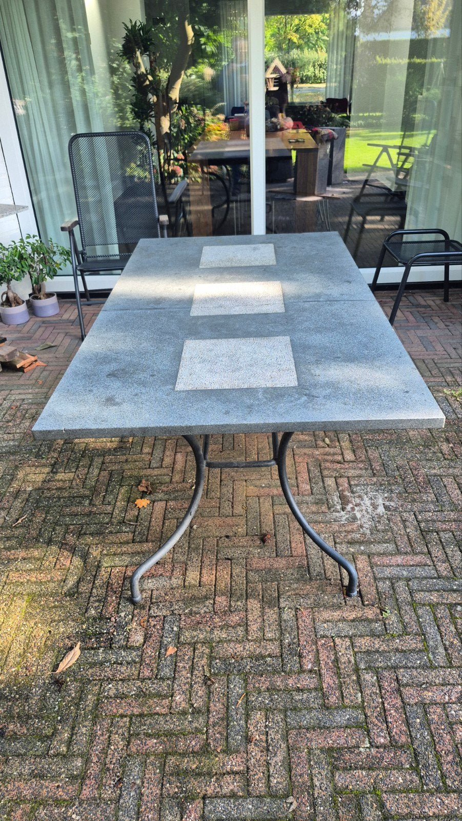 Hardstenen granieten tuintafel, Ophalen, Gebruikt, Rechthoekig