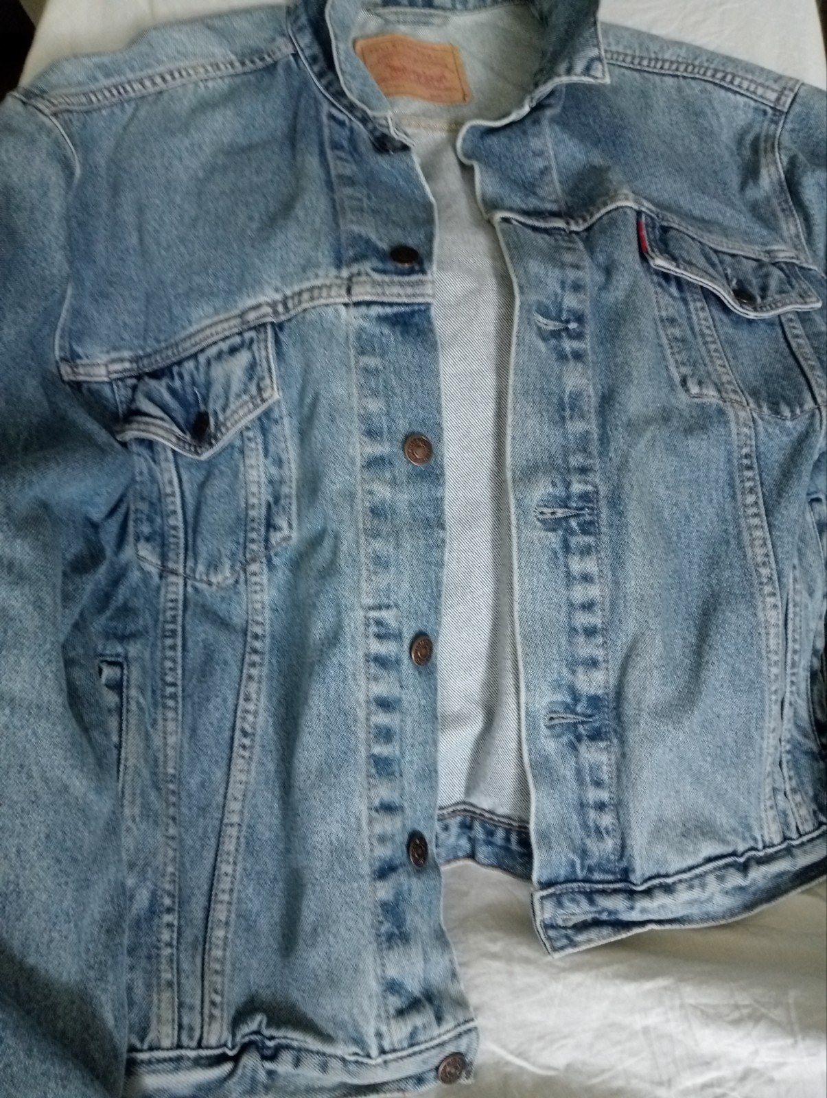 Vintage Levi's spijkerjack - Lichtblauw denim, Blauw, Maat 46/48 (XL) of groter, Ophalen of Verzenden, Gedragen