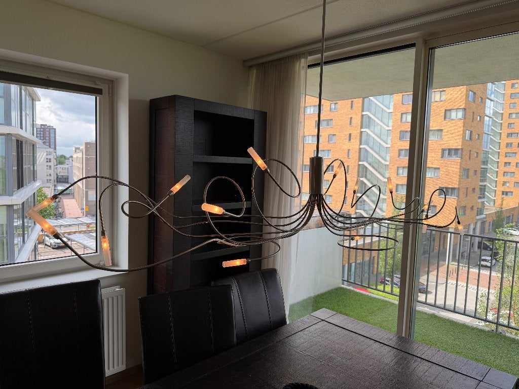 Design hanglamp in organische stijl met meerdere lichtpunten, Ophalen, Gebruikt, Glas, Modern, organisch