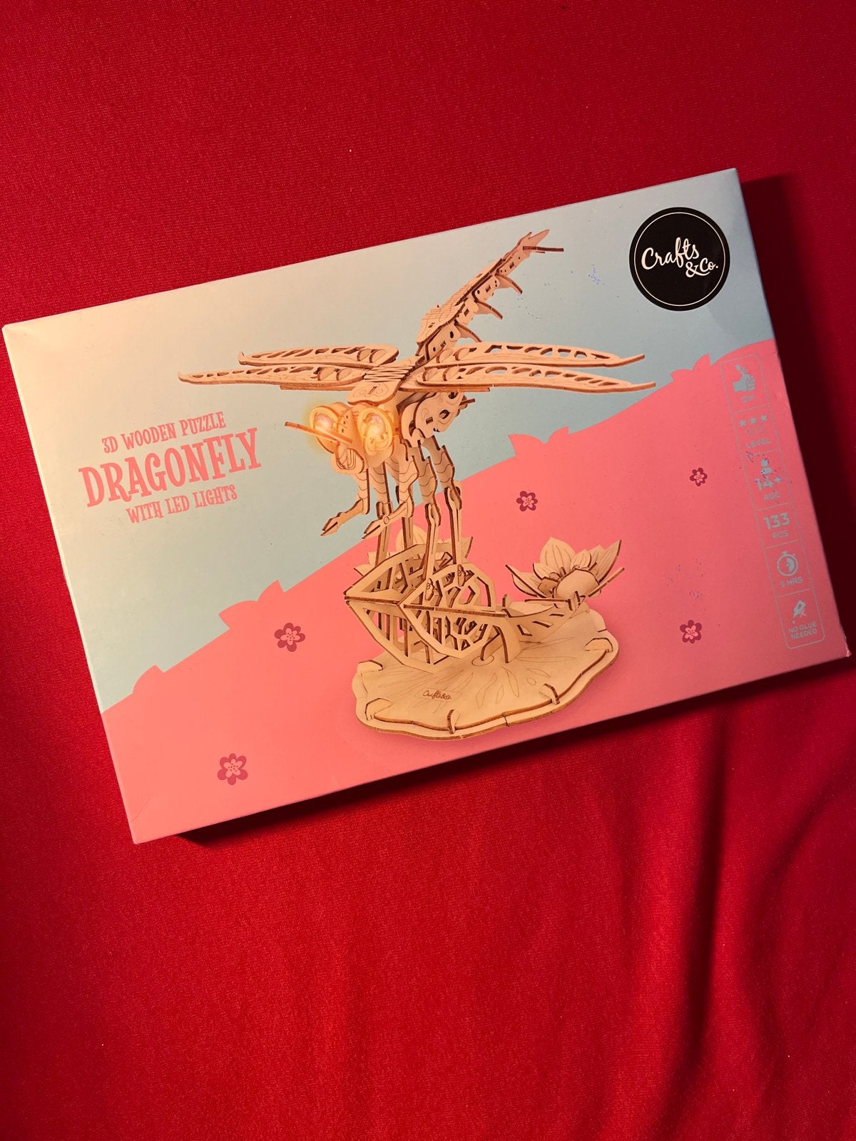 3D Houten Libelle Puzzel met LED Verlichting, Dieren, Nieuw, Meerkleurig, Elektrisch