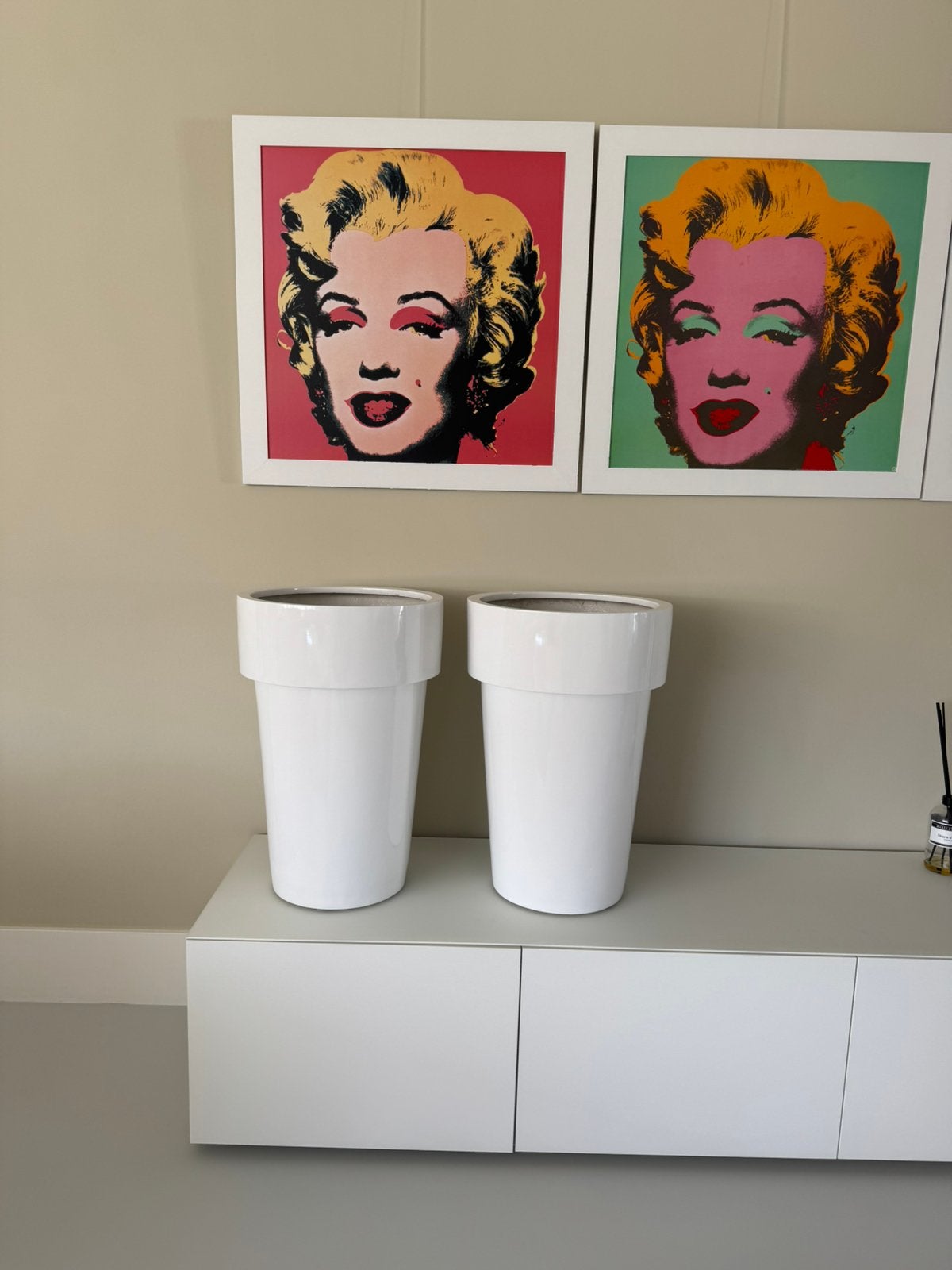 Bloempot/vaas, Ophalen, Kunststof, Geschikt voor buiten, Wit
