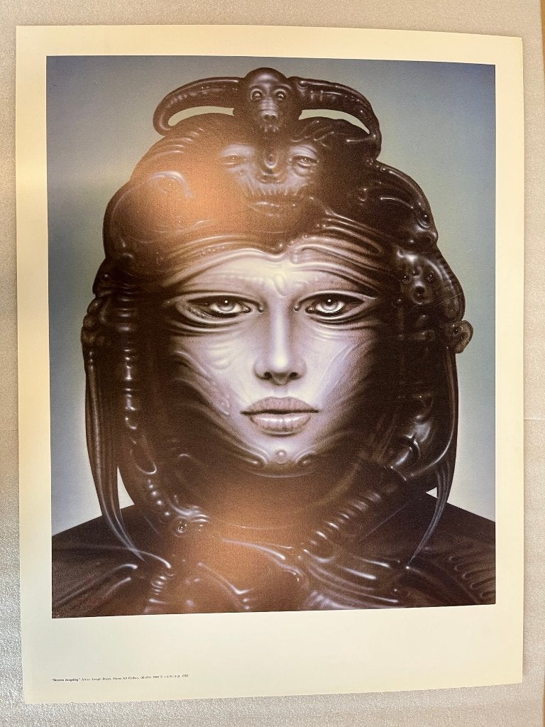 litho Bezeten jongeling van J.Bruyn 1984 (stijl H.R.Giger), Antiek en Kunst, Kunst | Litho's en Zeefdrukken, Personages en Fantasiefiguren
