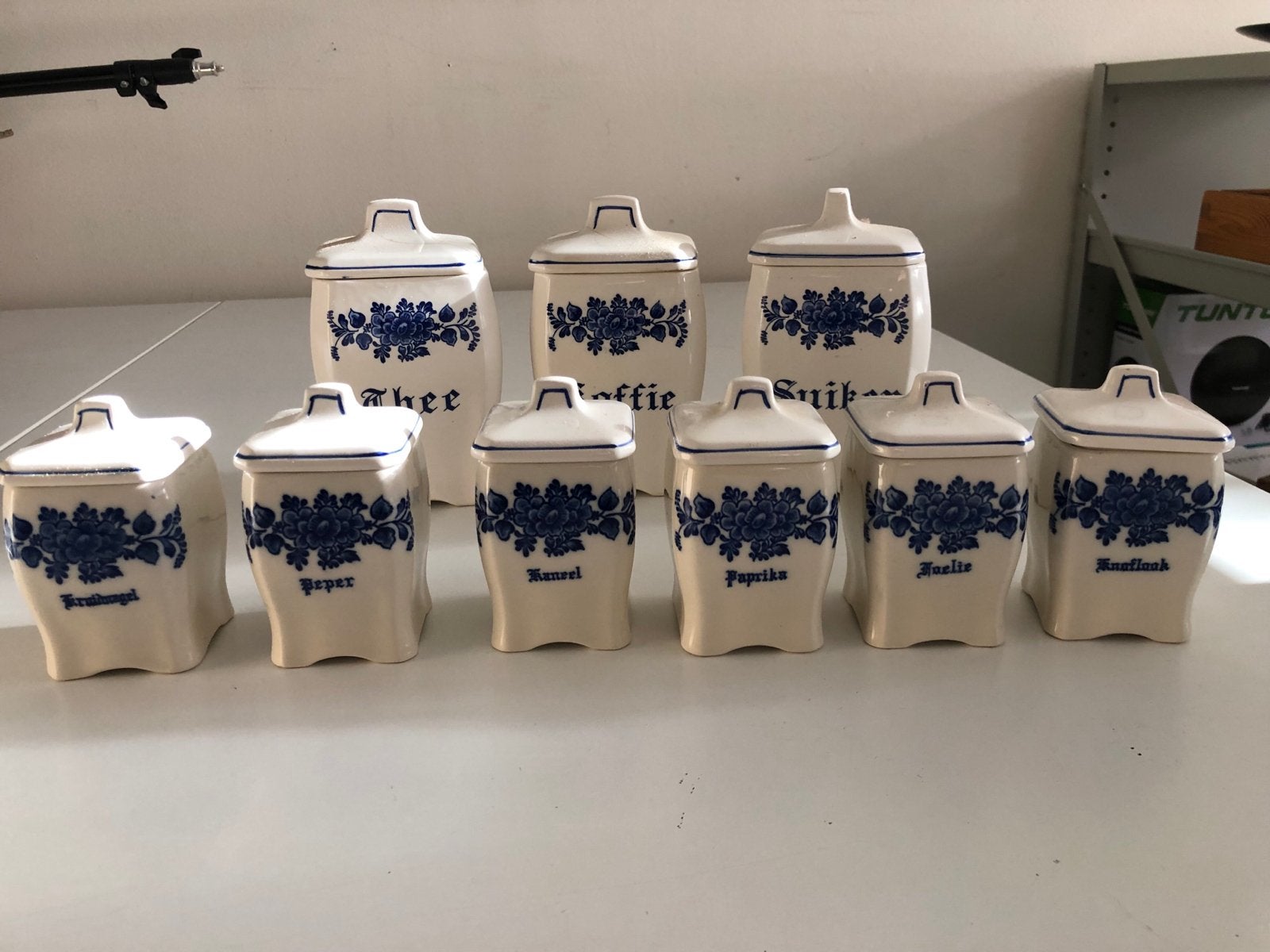 Antieke Delfts Blauwe Keukenset - 9 Stuks, Antiek en Kunst, Ophalen of Verzenden