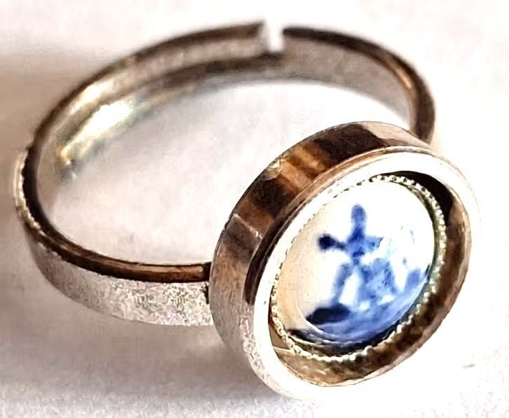 Delfts blauwe verstelbare ring b, Hobby en Vrije tijd, Kralen en Sieraden maken, Verzenden, Nieuw, Overige typen