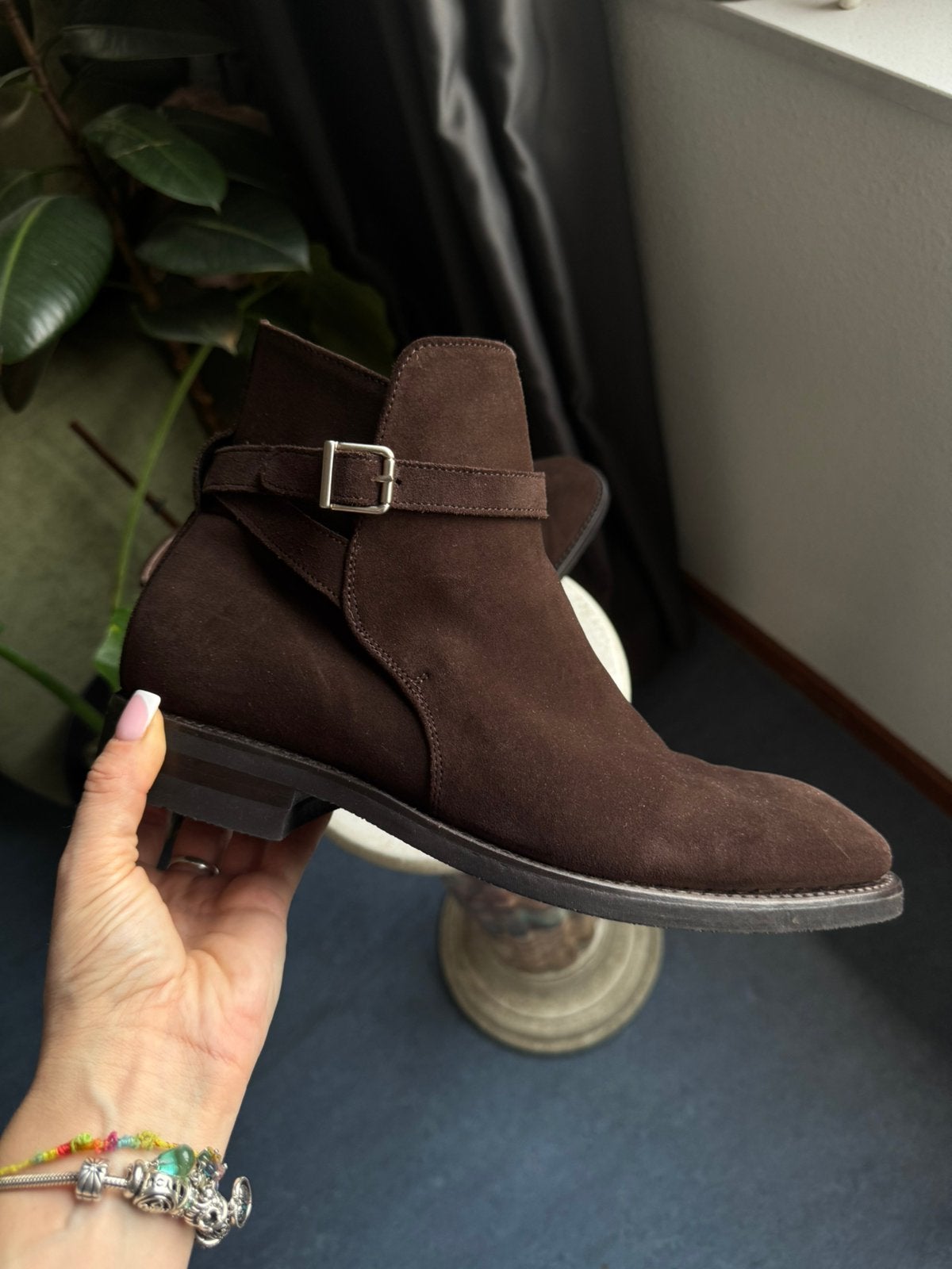 Berwick dark brown suede monk strap boot. Size 7 1/2 (41), Verzenden, Zo goed als nieuw, Bruin, Boots