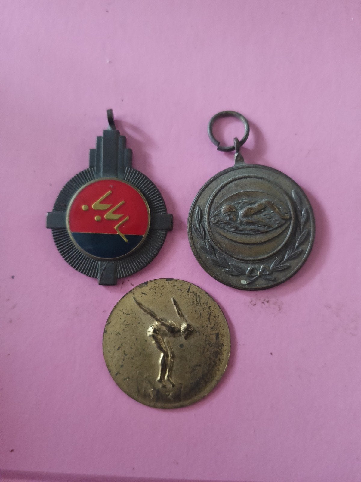 Vintage Zwemmedailles - Schoolslag en Bartje Assen, Postzegels en Munten, Penningen en Medailles, Ophalen, Overige materialen