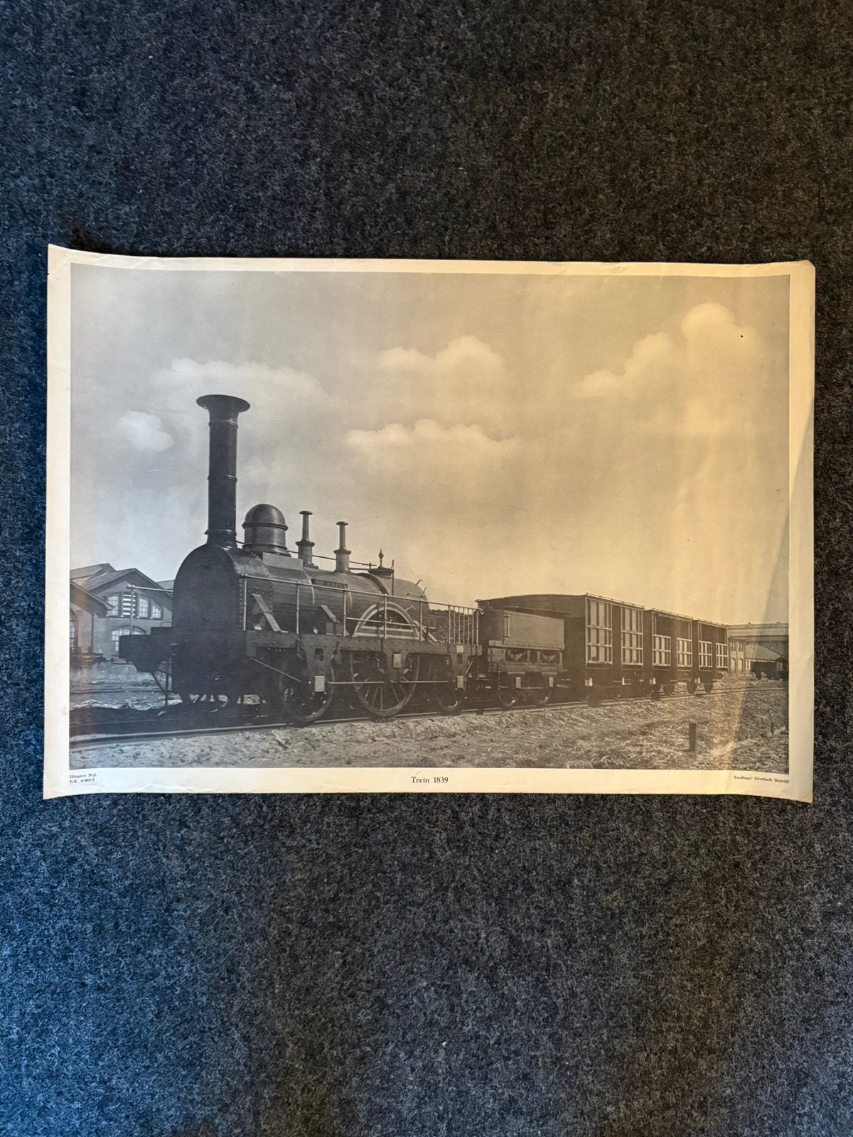 Oude poster ‘Trein 1839’, Verzamelen, Ophalen of Verzenden, Gebruikt, Trein