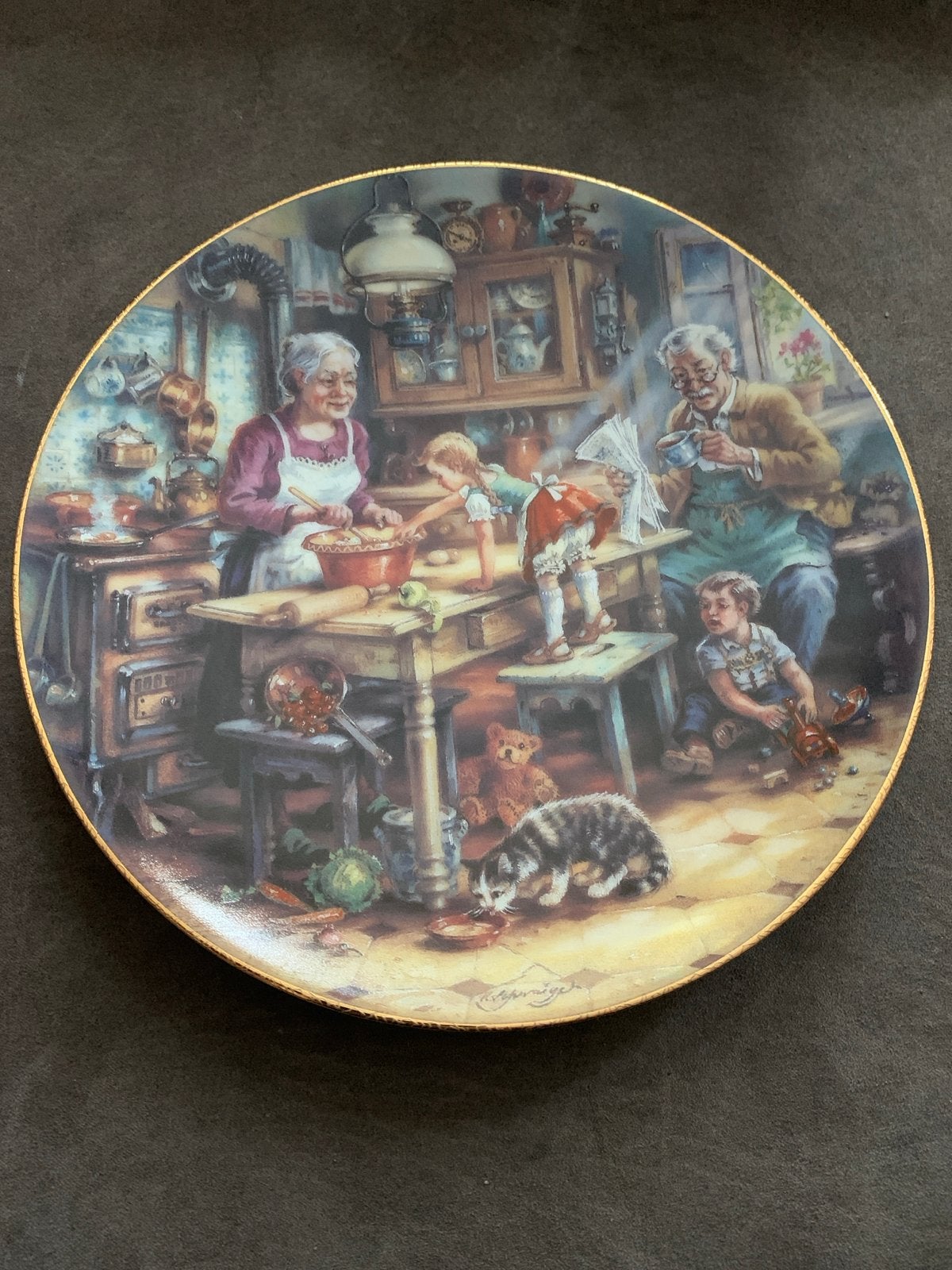 Bradex Wandbord "Bezoek bij de Grootouders" - Harald Schwaig, Antiek en Kunst, Ophalen of Verzenden