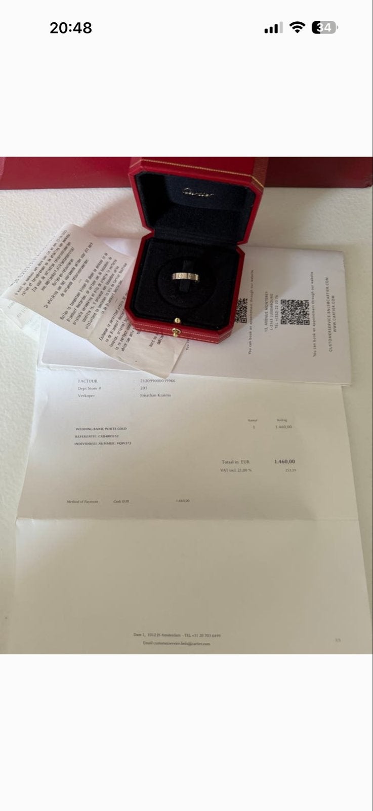 Cartier Love Ring Witgoud - Maat 52, Sieraden, Tassen en Uiterlijk, Ringen, Ophalen of Verzenden, Zo goed als nieuw, 17 tot 18