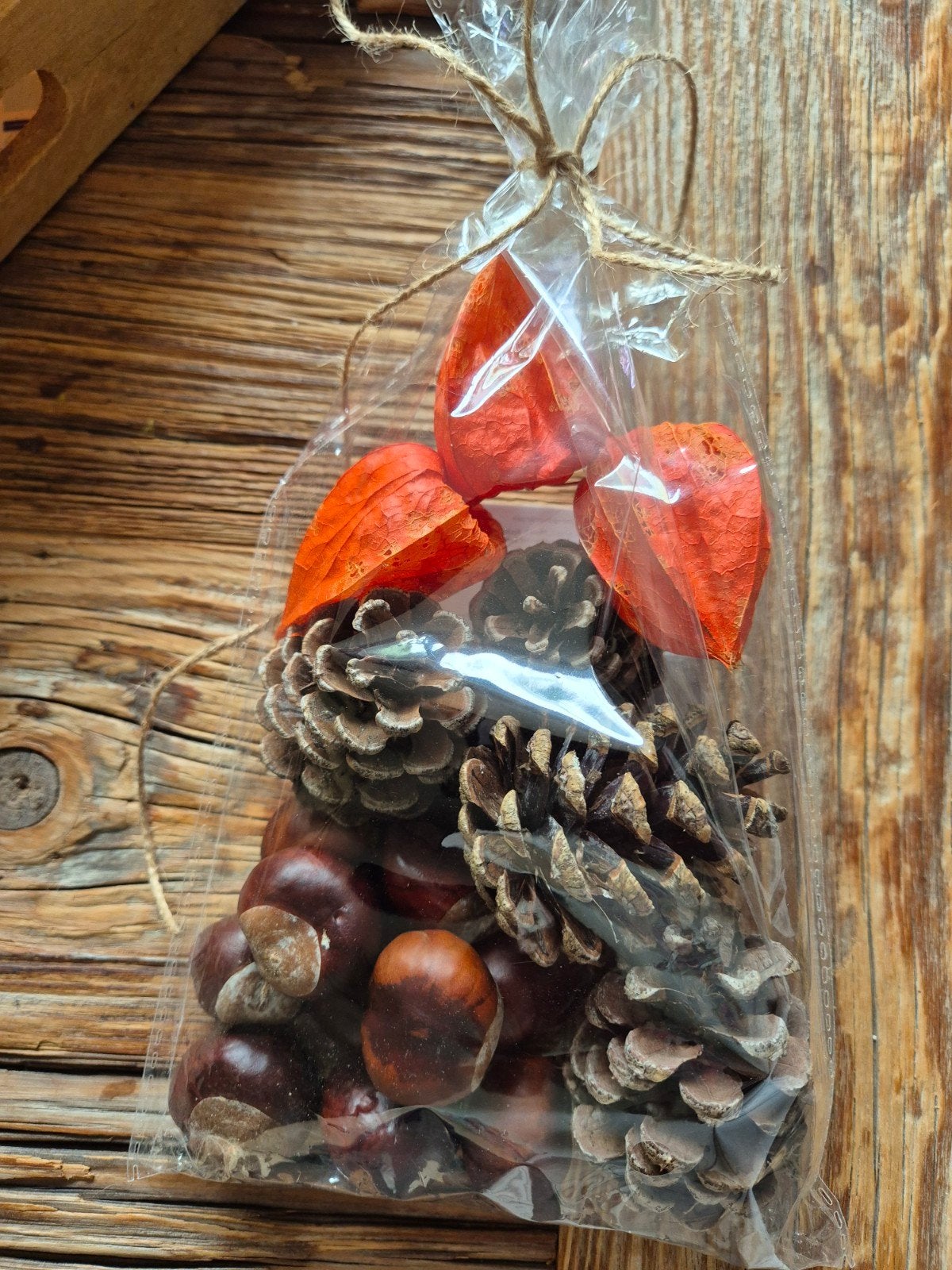 Herfstdecoratie: Kastanjes, Dennenappels & Lampionnetjes, Ophalen of Verzenden, Zo goed als nieuw, Meerkleurig, Natuurlijk materiaal