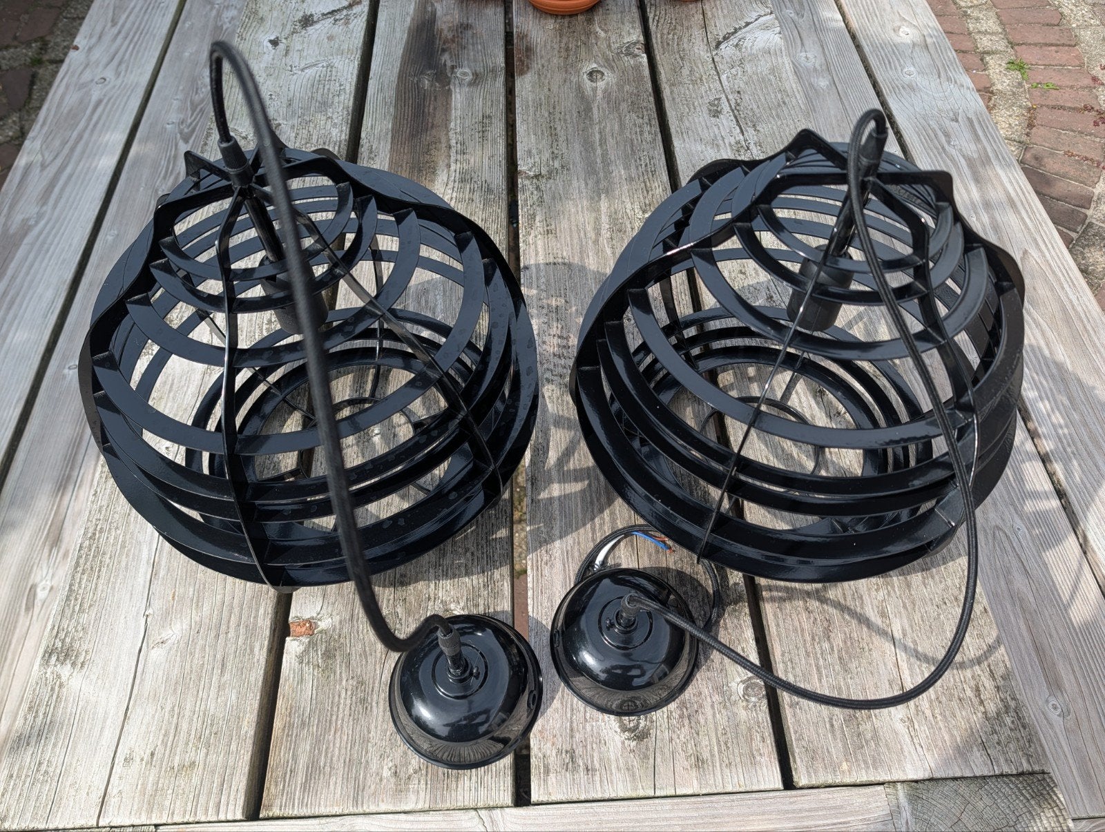 HK Living hanglampen - Zwart glanzend - Ø 36x32cm, Huis en Inrichting, Ophalen, Gebruikt, Metaal, E27 (groot)