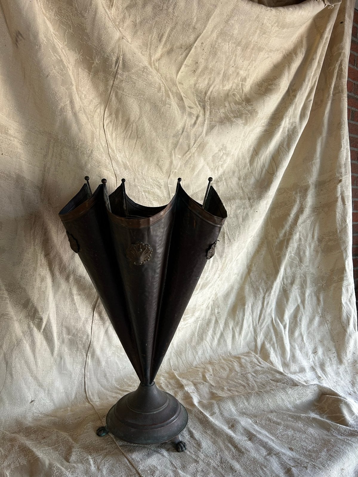 Antieke koperen paraplubak - Vintage parapluhouder, Ophalen, Vintage, Gebruikt, Metaal