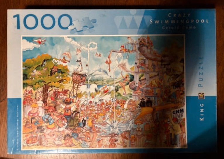 King legpuzzel, puzzel crazy swimming pool; 999 st; RUILEN, Ophalen of Verzenden, 500 t/m 1500 stukjes, Zo goed als nieuw, Legpuzzel