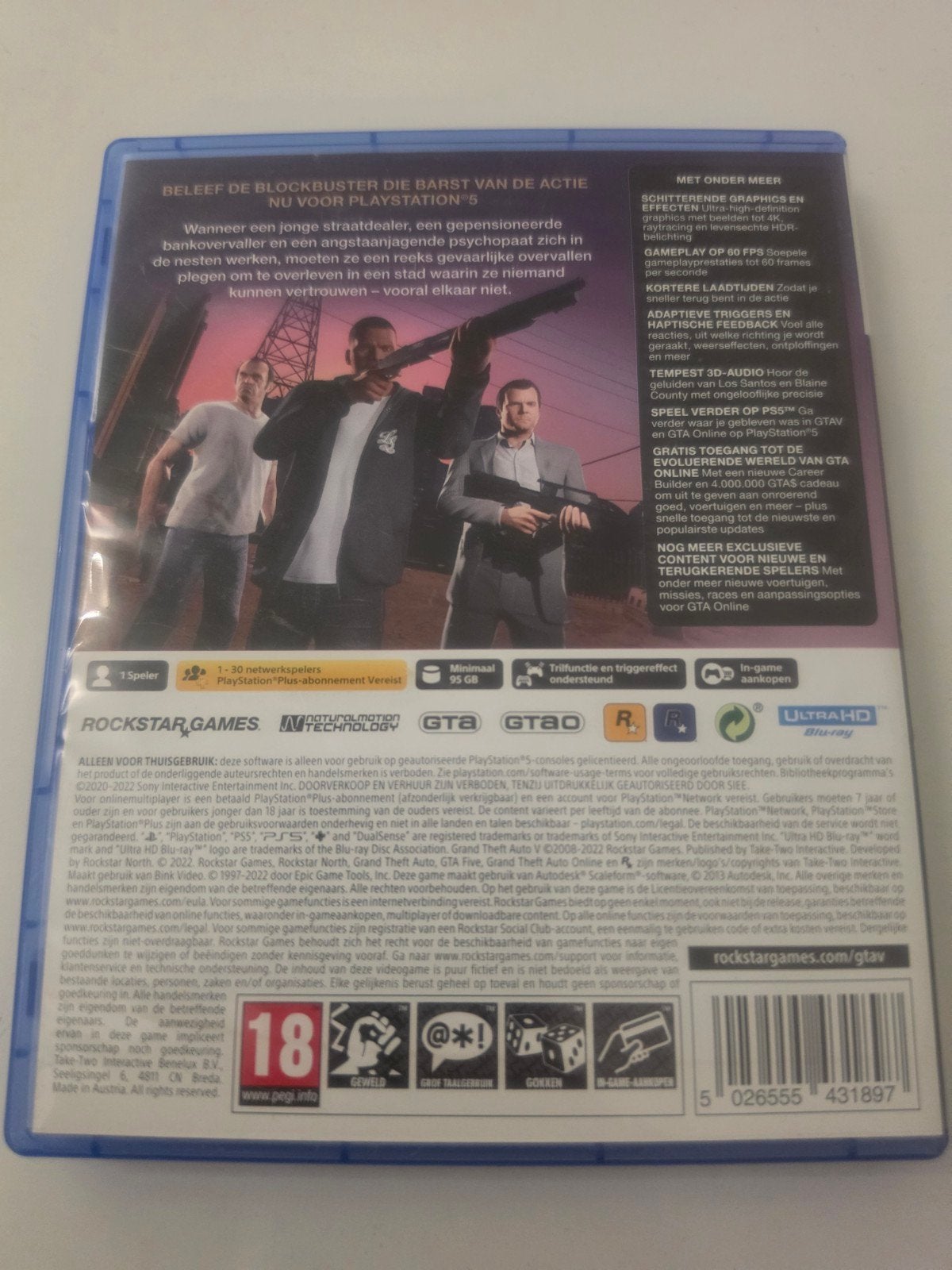 Grand Theft Auto V (GTA 5)  voor Playstation 5 Lees Goed, Avontuur en Actie, Online, Vanaf 18 jaar, 1 speler