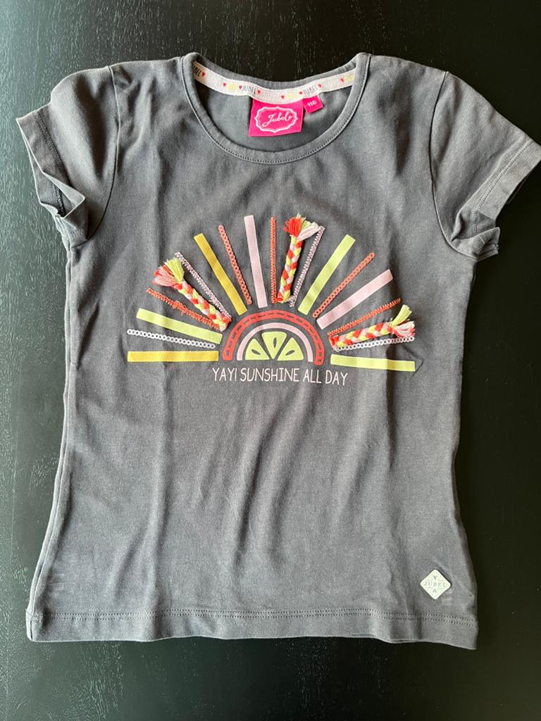 Maat 116 Jubel tshirt grijs met print, Ophalen of Verzenden, Zo goed als nieuw, Meisje, Shirt of Longsleeve