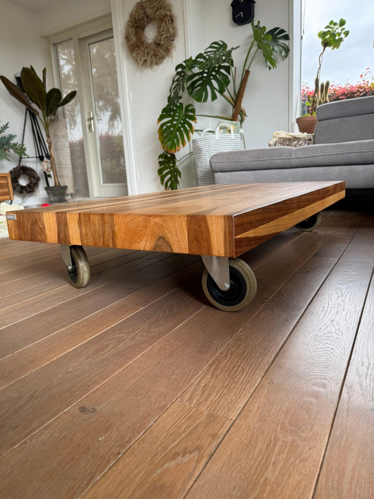 Xooon salontafel verrijdbaar, Ophalen, Gebruikt, 100 tot 150 cm, Teakhout