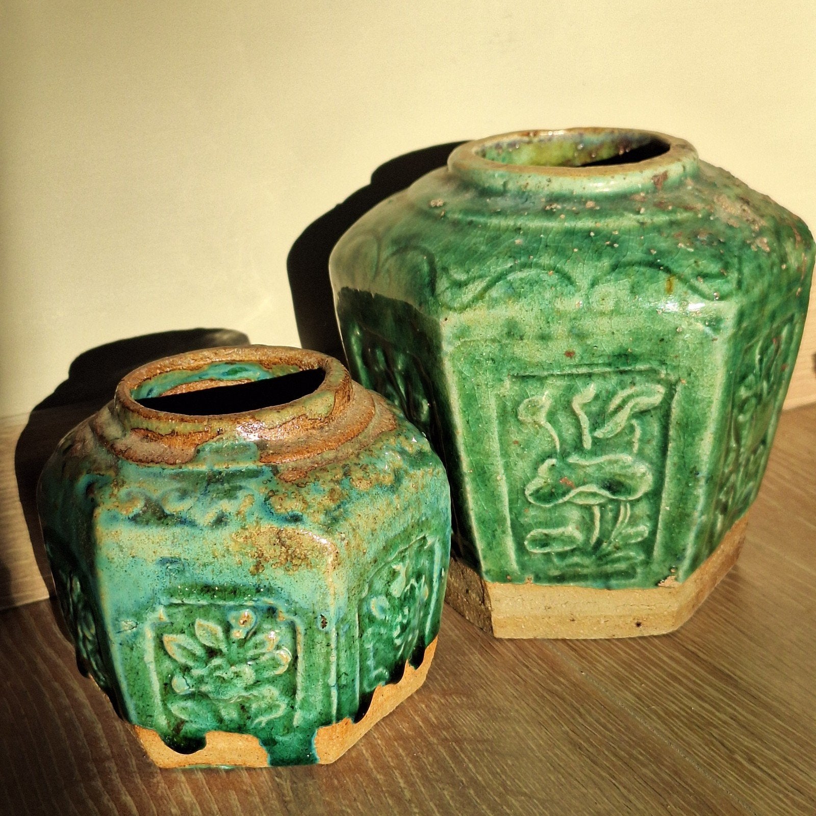 Groene oude gemberpotten Azië gemberpot potten, Ophalen of Verzenden
