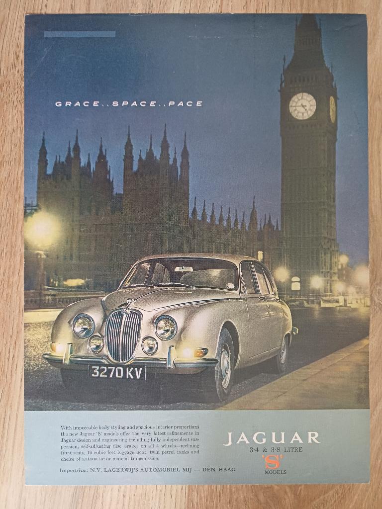 Originele Jaguar S-models advertentie -leuk om in te lijsten, Boeken, Auto's | Folders en Tijdschriften, Ophalen of Verzenden