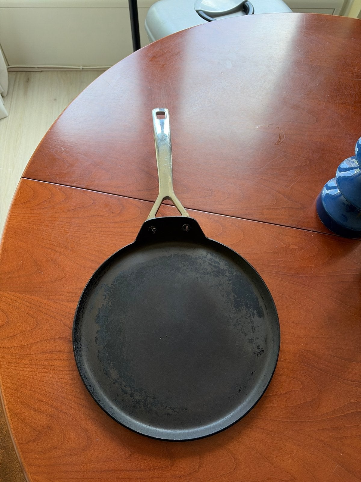 Le Creuset Pannenkoekenpan 28cm - Gebruikt, Ophalen of Verzenden, Gebruikt, Pannenkoekenpan, Le Creuset