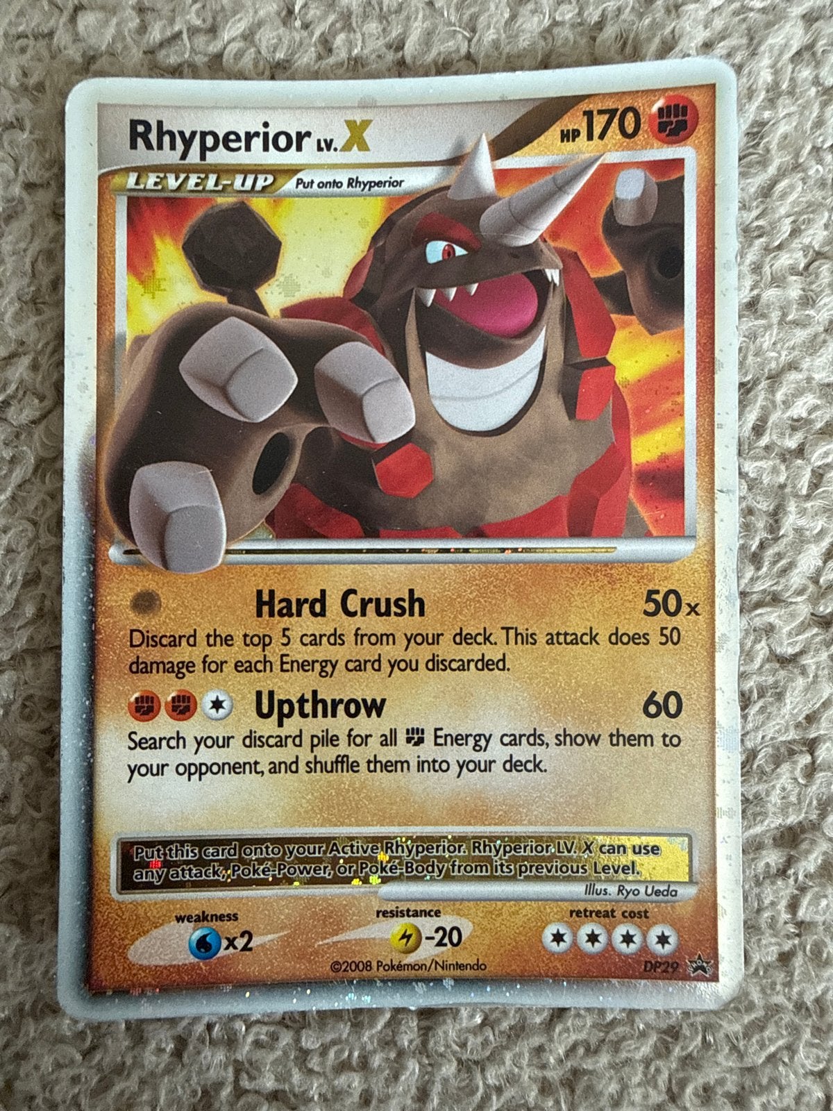 Rhyperior LV.X Pokémon Kaart - DP29 - 2008, Ophalen of Verzenden, Zo goed als nieuw, Losse kaart